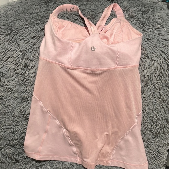 Lululemon Cross My Heart Tank Heathered P w/adjustable bra and reflective straps - Picture 6 of 12